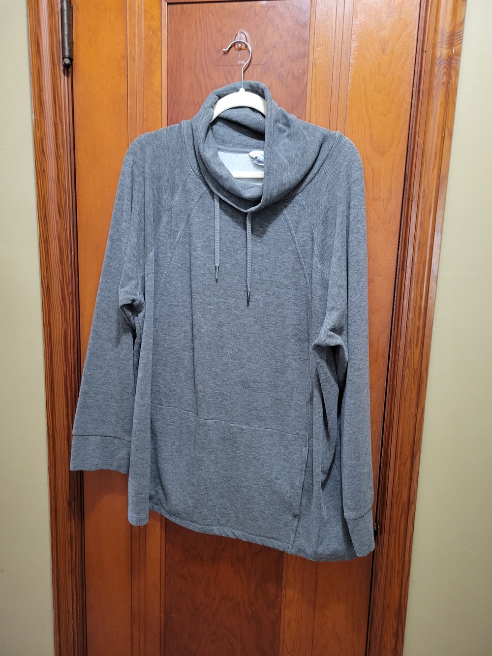 Liz Claiborne Womens Gray Mock Neck Drawstring Pullover